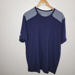 Under Armour Heatgear Loose T Shirt Blue Size 2XL Mens Logo Short Sleeve